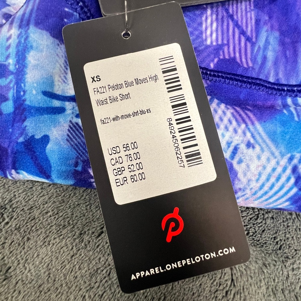 Peloton x WITH Wear It To Heart Blue Moves High Waist Bike Shorts XS Purple New - Picture 10 of 11